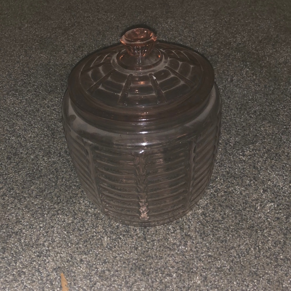Pink depression glass pot (FRAGILE)